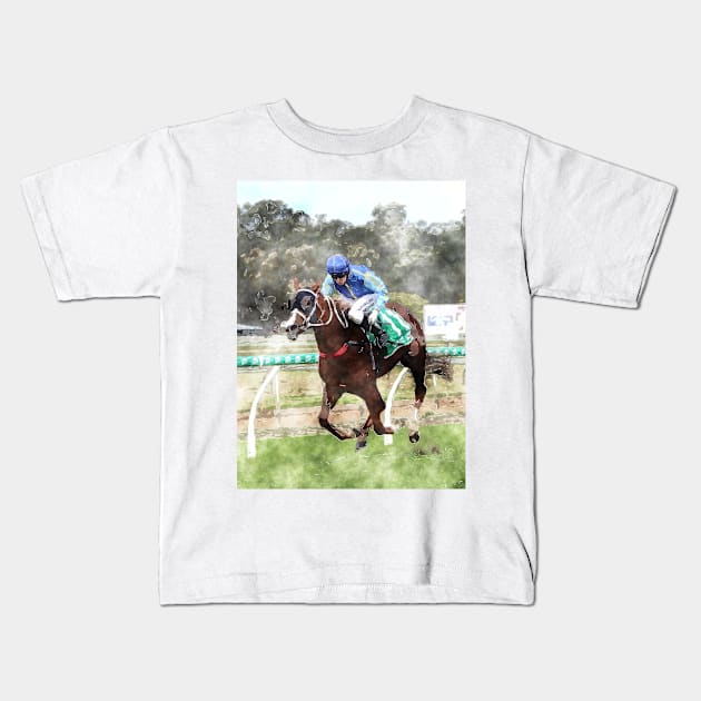 Racehorse Kids T-Shirt by bywhacky